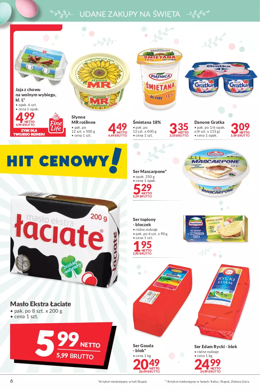 Gazetka promocyjna Makro - [Oferta promocyjna] Artykuły spożywcze i przemysłowe - ważna 05.04 do 18.04.2022 - strona 6 - produkty: Danone, Edam, Gouda, Gra, Jaja, Mascarpone, Masło, Ser, Ser topiony, Słynne, Słynne MR Roślinne, Top