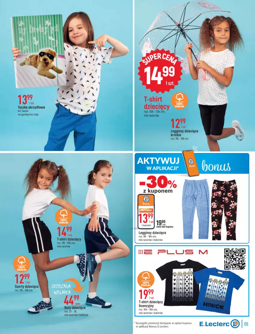 Gazetka promocyjna E Leclerc - ważna 16.08 do 28.08.2022 - strona 5 - produkty: Buty, Dzieci, Gin, Legginsy, Szorty, T-shirt