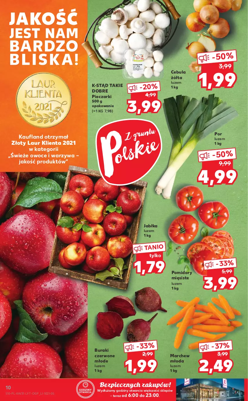 Gazetka promocyjna Kaufland - OFERTA TYGODNIA - ważna 05.08 do 11.08.2021 - strona 10 - produkty: Buraki, Cebula, Jabłka, Laur, Owoce, Piec, Pomidory, Por, Tera, Warzywa