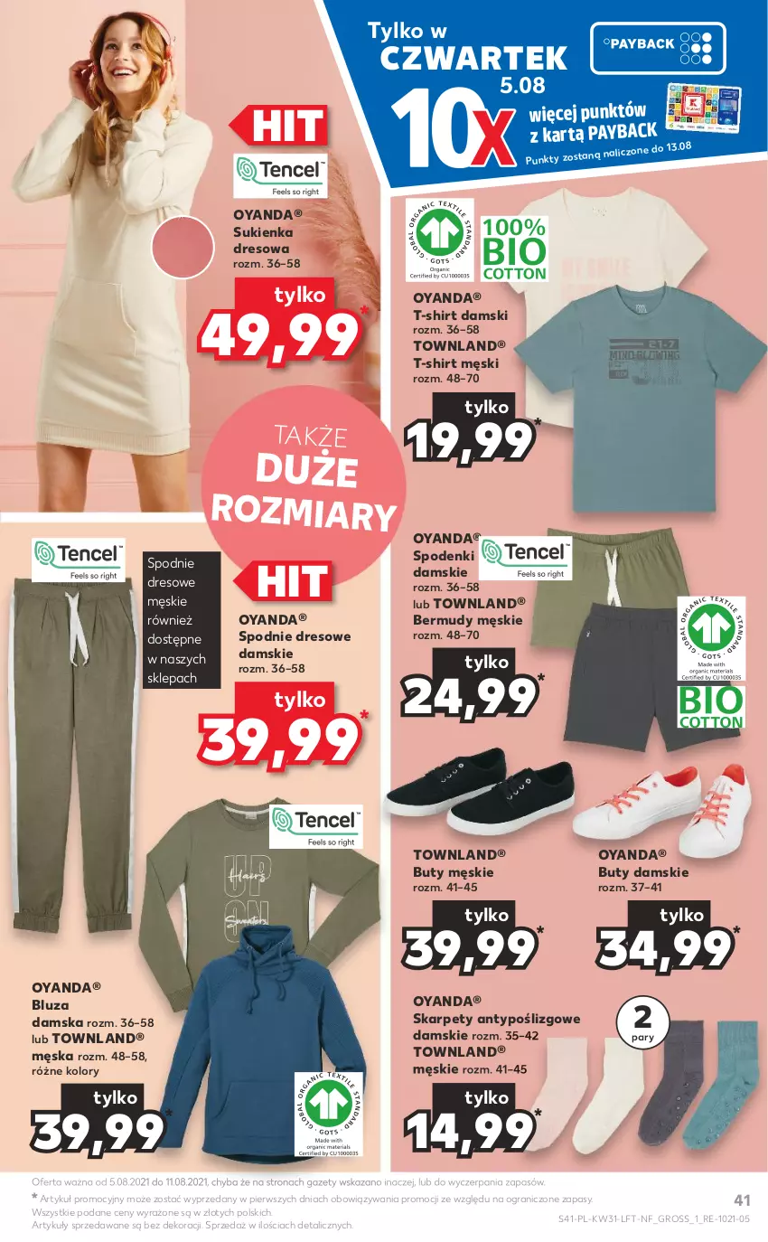 Gazetka promocyjna Kaufland - OFERTA TYGODNIA - ważna 05.08 do 11.08.2021 - strona 41 - produkty: Bermudy, Bluza, Buty, Dres, Gra, Karp, Spodnie, Spodnie dresowe, Sukienka, T-shirt