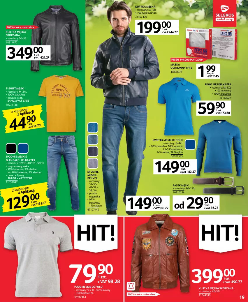 Gazetka promocyjna Selgros - Oferta przemysłowa - ważna 16.02 do 01.03.2023 - strona 19 - produkty: Kurtka, Maska, Pasek, Pasek męski, Spodnie, Sweter, T-shirt, Wełna