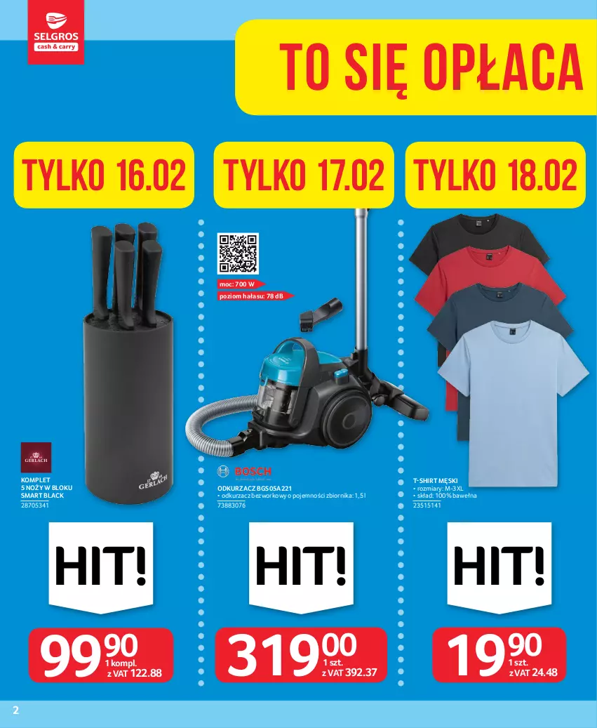 Gazetka promocyjna Selgros - Oferta przemysłowa - ważna 16.02 do 01.03.2023 - strona 2 - produkty: Lack, Noż, Odkurzacz, T-shirt, Wełna