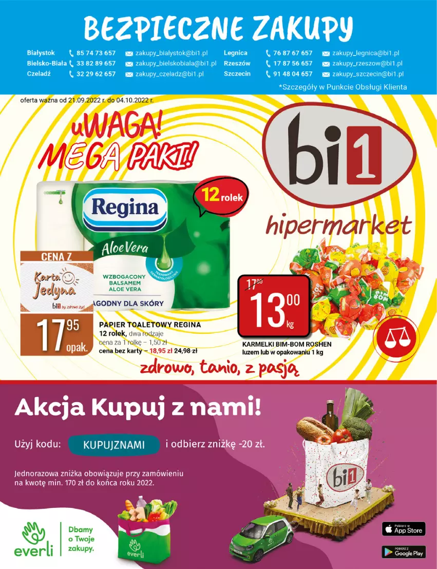 Gazetka promocyjna Bi1 - Uwaga mega paka - ważna 21.09 do 04.10.2022 - strona 1 - produkty: Aloe vera, Gin, Papier, Papier toaletowy, Piec