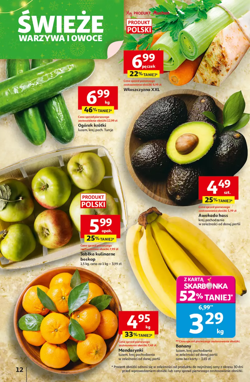 Gazetka promocyjna Auchan - Gazetka Święta jak babcię kocham Hipermarket Auchan - ważna 11.12 do 17.12.2025 - strona 12 - produkty: Jabłka, Mandarynki, Ogórek