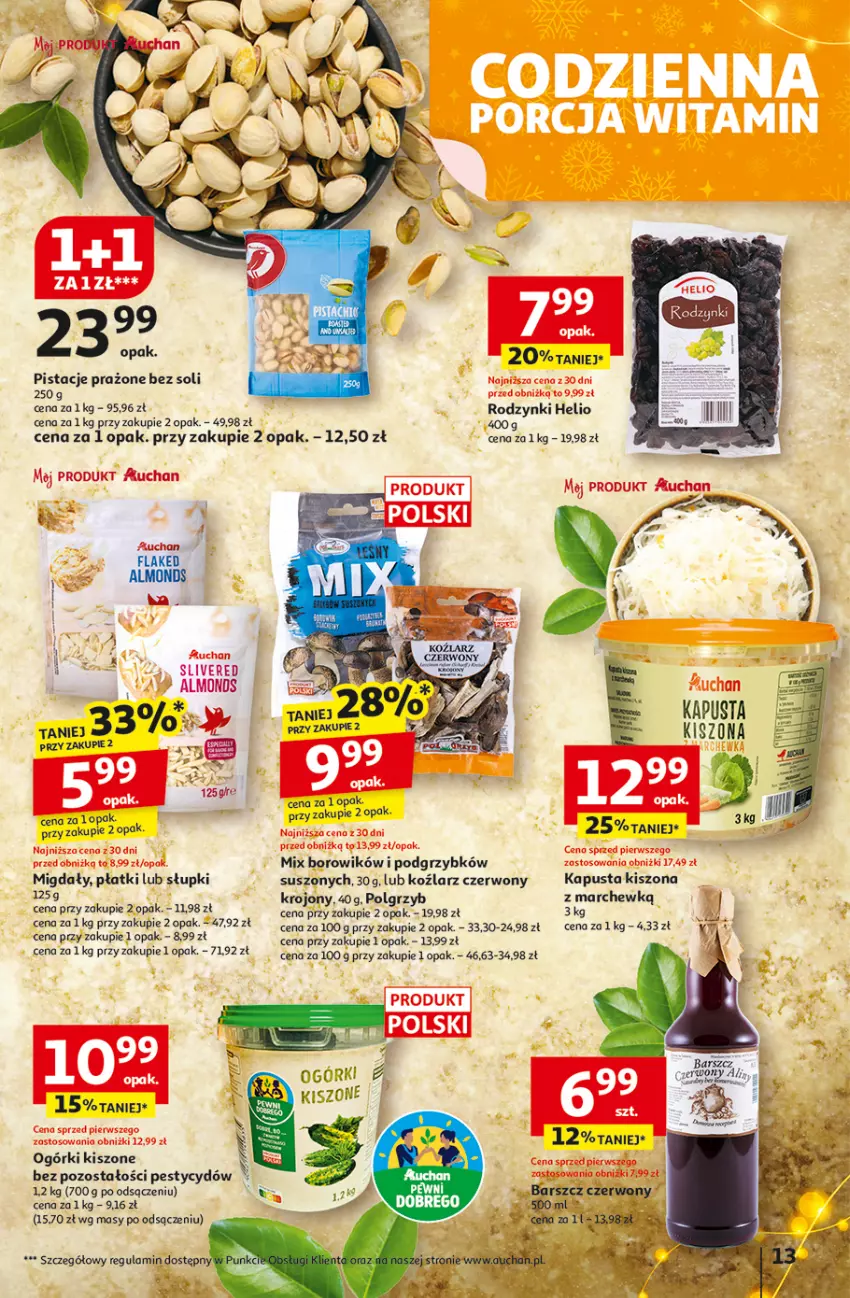 Gazetka promocyjna Auchan - Gazetka Święta jak babcię kocham Hipermarket Auchan - ważna 11.12 do 17.12.2025 - strona 13 - produkty: Helio, LG, Pistacje, Rodzynki