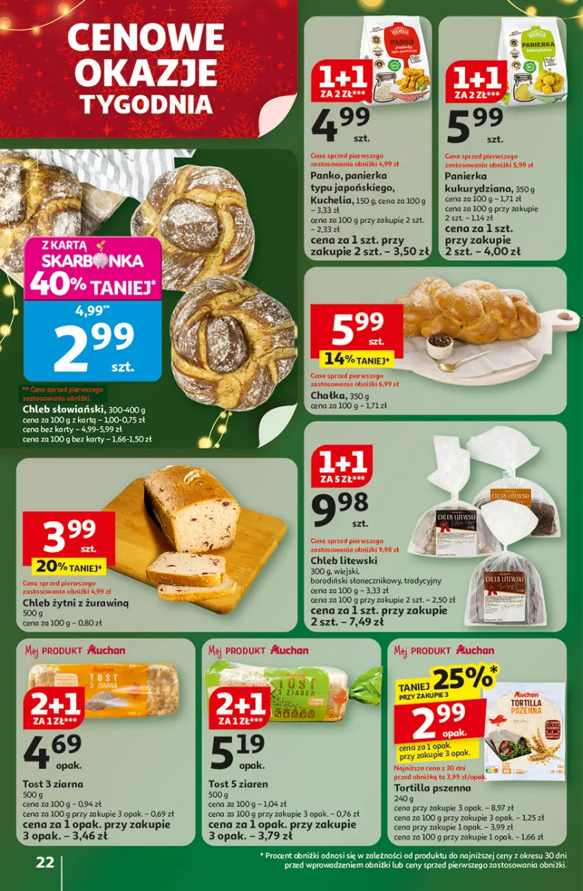 Gazetka promocyjna Auchan - Gazetka Święta jak babcię kocham Hipermarket Auchan - ważna 11.12 do 17.12.2025 - strona 22 - produkty: Chleb, Fa, Por, Tortilla