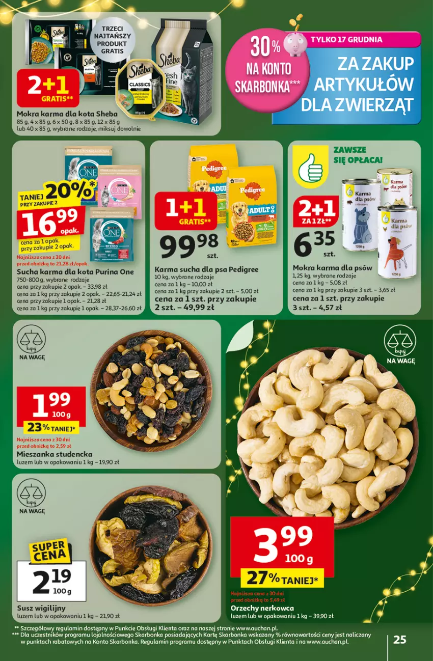 Gazetka promocyjna Auchan - Gazetka Święta jak babcię kocham Hipermarket Auchan - ważna 11.12 do 17.12.2025 - strona 25 - produkty: Gra, Mieszanka studencka, Mokra karma, Pedigree, Pur, Purina, Sheba, Sucha karma