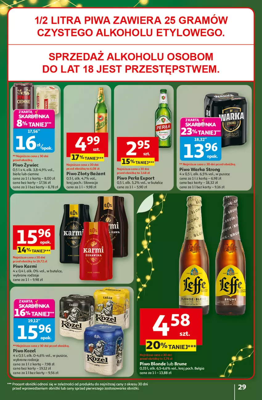 Gazetka promocyjna Auchan - Gazetka Święta jak babcię kocham Hipermarket Auchan - ważna 11.12 do 17.12.2025 - strona 29 - produkty: Karmi, Kozel, LG, Perła, Piwo, Por, Warka