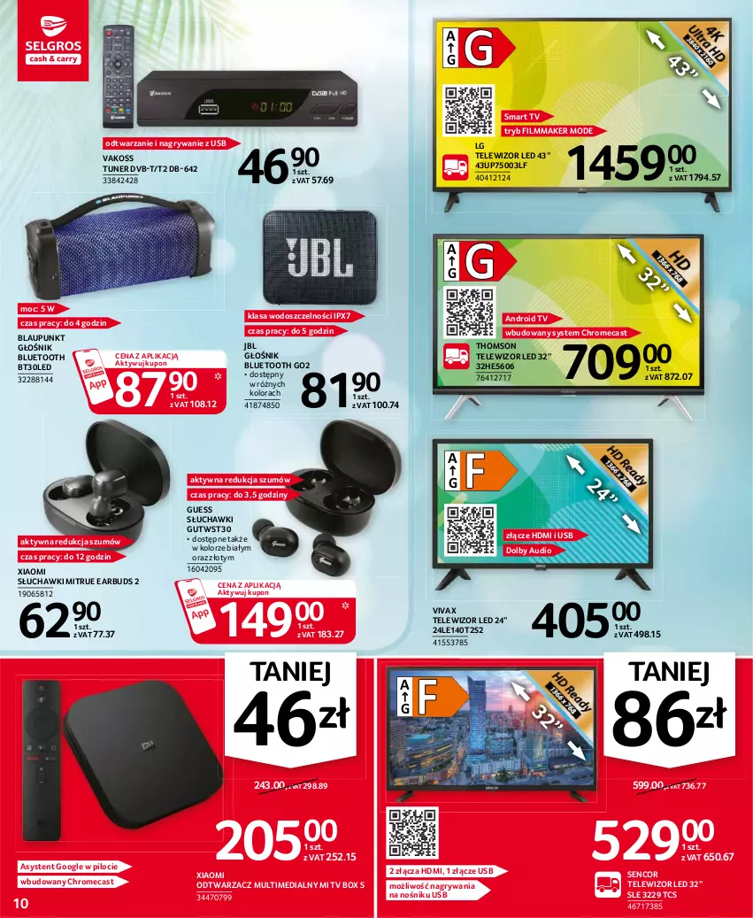 Gazetka promocyjna Selgros - Oferta przemysłowa - ważna 22.07 do 04.07.2021 - strona 10 - produkty: Android TV, Głośnik, Głośnik bluetooth, Gry, JBL, LG, Sencor, Słuchawki, Smart tv, Telewizor, Thomson