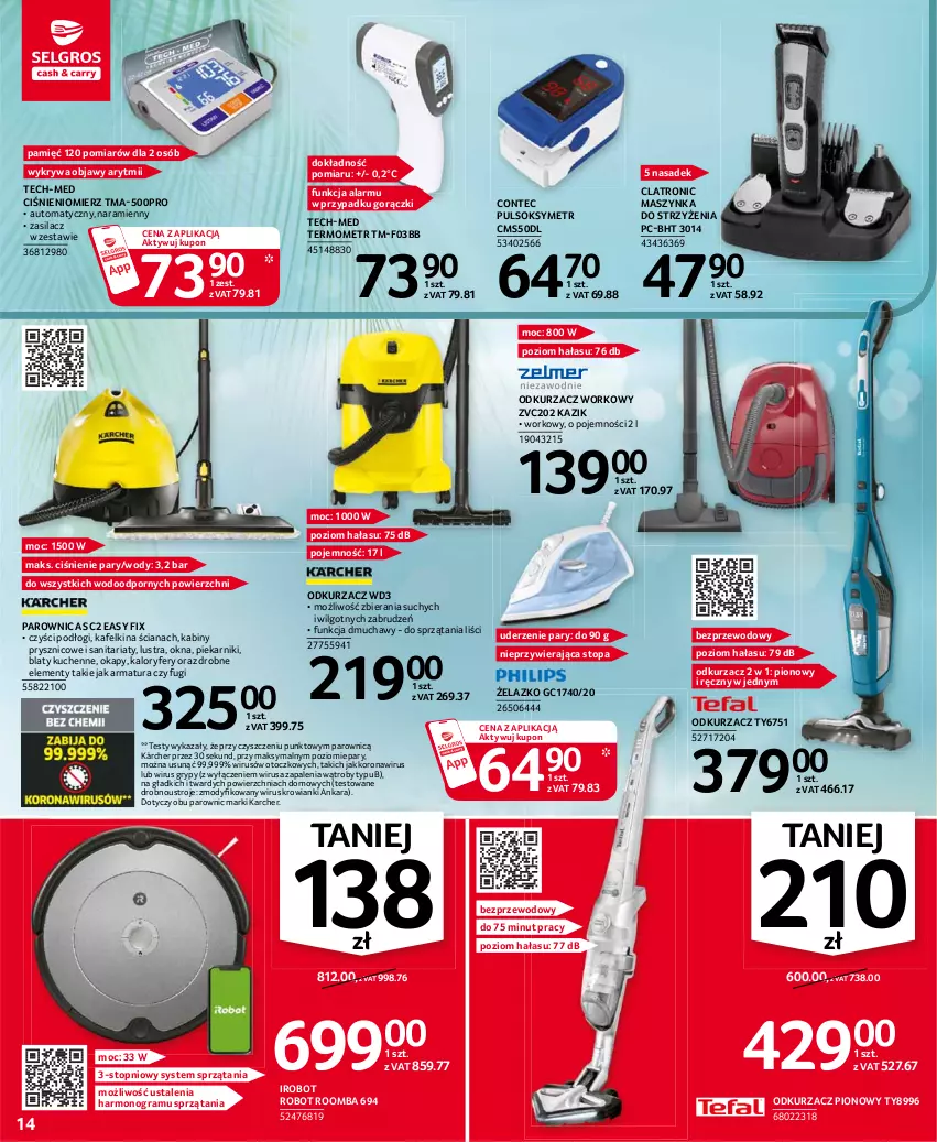 Gazetka promocyjna Selgros - Oferta przemysłowa - ważna 22.07 do 04.07.2021 - strona 14 - produkty: Ciśnieniomierz, Gra, Gry, IRobot, Kärcher, LG, Maszynka, Odkurzacz, Okap, Parownica, Piekarnik, Por, Pulsoksymetr, Robot, Roomba, Sok, Szynka, Termometr, Top