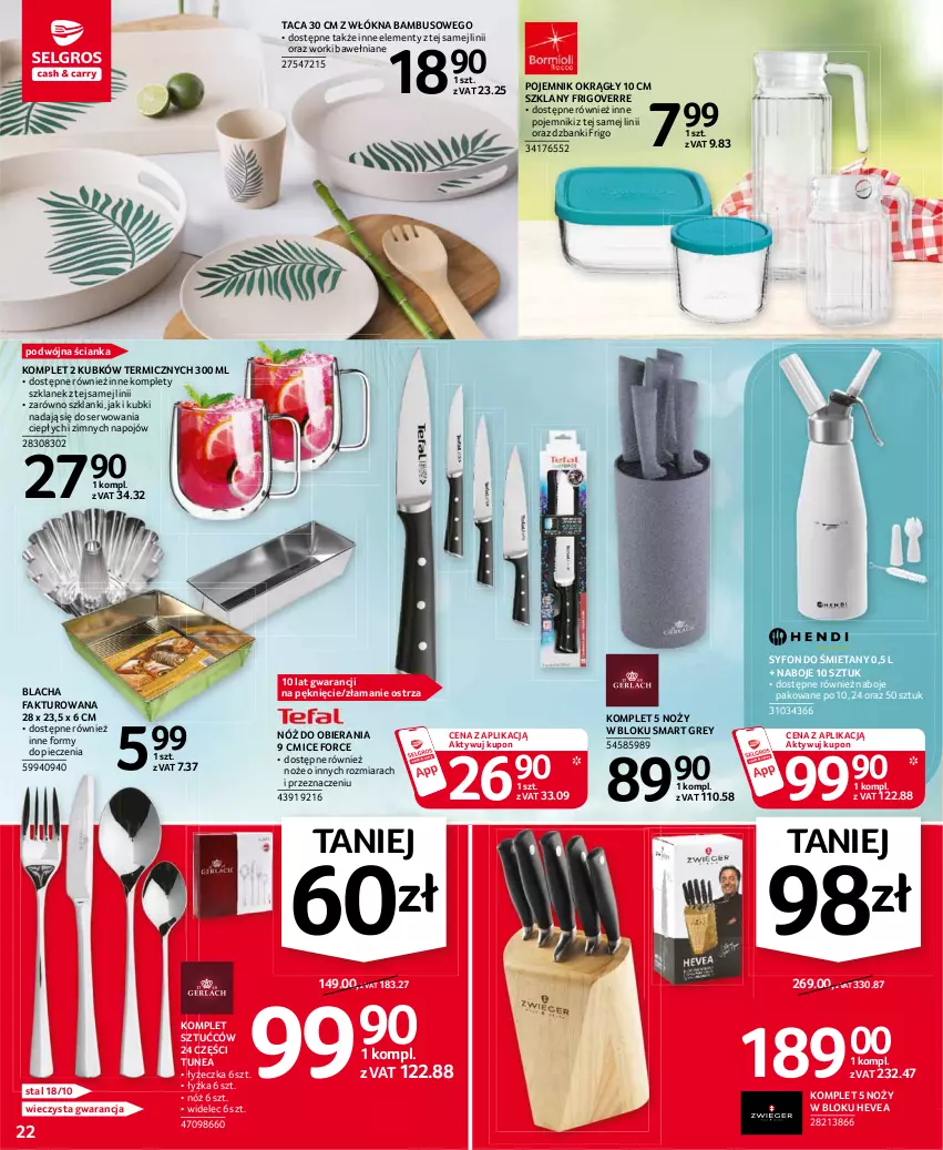 Gazetka promocyjna Selgros - Oferta przemysłowa - ważna 22.07 do 04.07.2021 - strona 22 - produkty: Fa, Lanki, Noż, Piec, Pojemnik, Ser, Syfon, Taca, Widelec