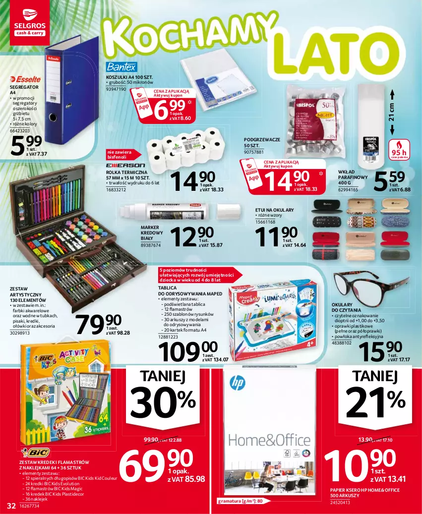 Gazetka promocyjna Selgros - Oferta przemysłowa - ważna 22.07 do 04.07.2021 - strona 32 - produkty: BIC, Długopis, Fa, Gra, HP, Klej, Kosz, LANA, Marker, Okulary do czytania, Papier, Podgrzewacze, Rama, Ser