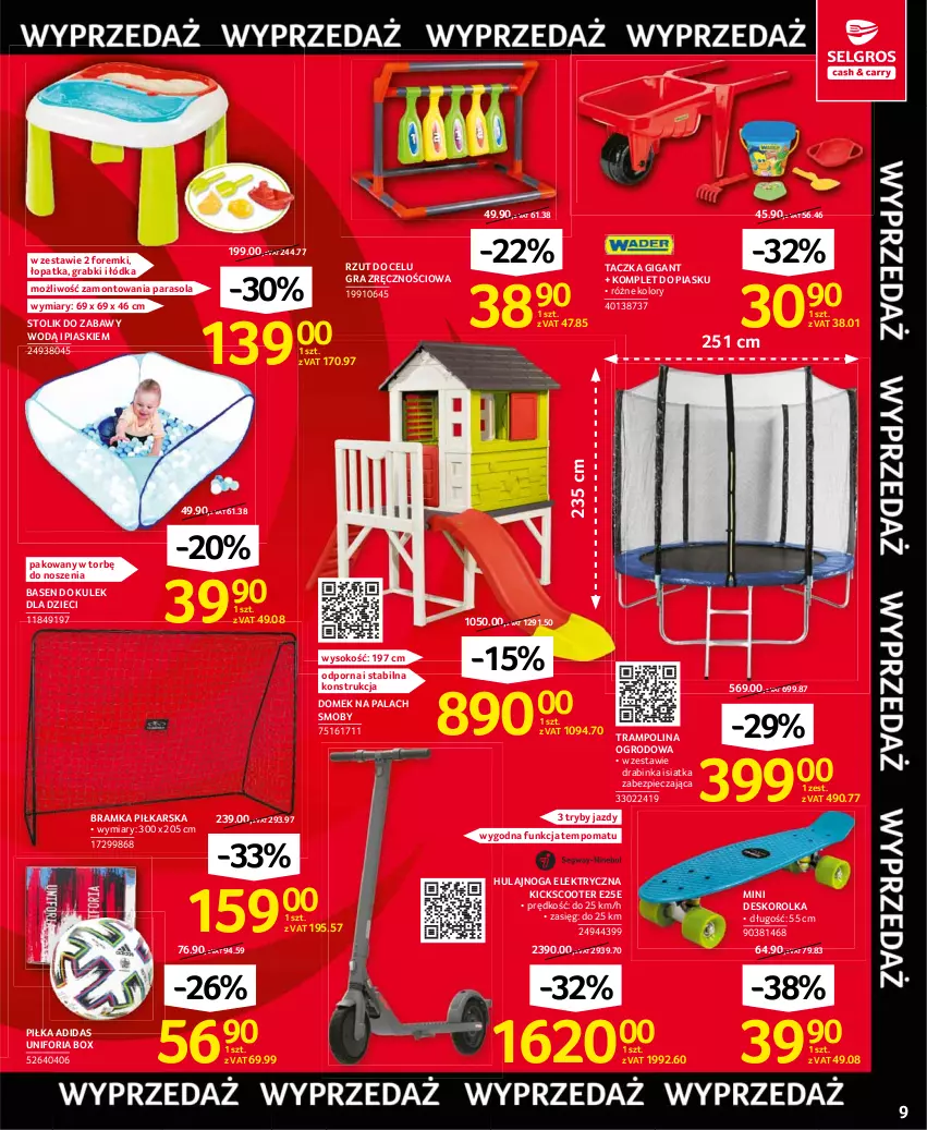 Gazetka promocyjna Selgros - Oferta przemysłowa - ważna 22.07 do 04.07.2021 - strona 9 - produkty: Adidas, Bramka, Deskorolka, Dzieci, Foremki, Gra, Hulajnoga, Hulajnoga elektryczna, Inka, Parasol, Piec, Por, Ramka, Siatka, Sok, Stolik