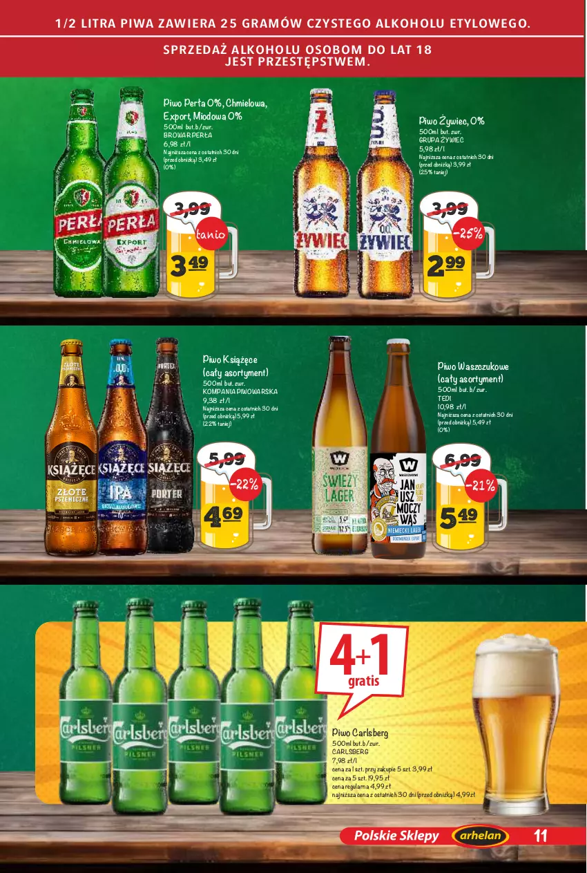 Gazetka promocyjna Arhelan - Gazetka - ważna 24.04 do 10.05.2026 - strona 11 - produkty: Carlsberg, Gra, Książęce, Perła, Piwa, Piwo, Por