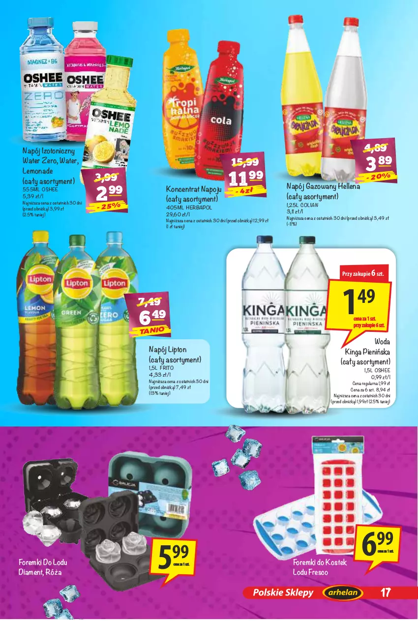 Gazetka promocyjna Arhelan - Gazetka - ważna 24.04 do 10.05.2026 - strona 17 - produkty: Foremki, Fresco, Hellena, Herbapol, Lipton, Napój, Napój gazowany, Napój izotoniczny, Oshee, Róża, Stek, Woda