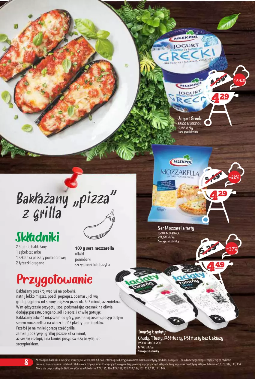 Gazetka promocyjna Arhelan - Gazetka - ważna 24.04 do 10.05.2026 - strona 8 - produkty: Bazyl, Bazylia, Czosnek, Grill, Jogurt, Mozzarella, Oliwki, Pieprz, Pizza, Pomidorki, Rum, Ser, Sól, Sos, Szklanka, Top, Twaróg