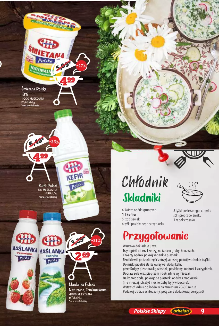 Gazetka promocyjna Arhelan - Gazetka - ważna 24.04 do 10.05.2026 - strona 9 - produkty: Czosnek, Grunt, Maślanka, Mleko, Mlekovita, Ogórek, Pieprz, Plasterki, Por, Sól, Warzywa