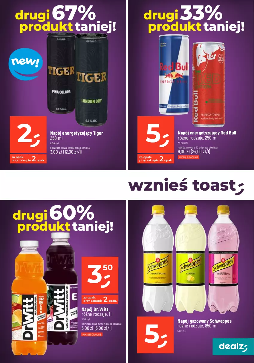 Gazetka promocyjna Dealz - MAKE A DEALZ - ważna 27.12.2023 do 03.01.2024 - strona 15 - produkty: Napój, Napój gazowany, Red Bull, Schweppes, Tiger