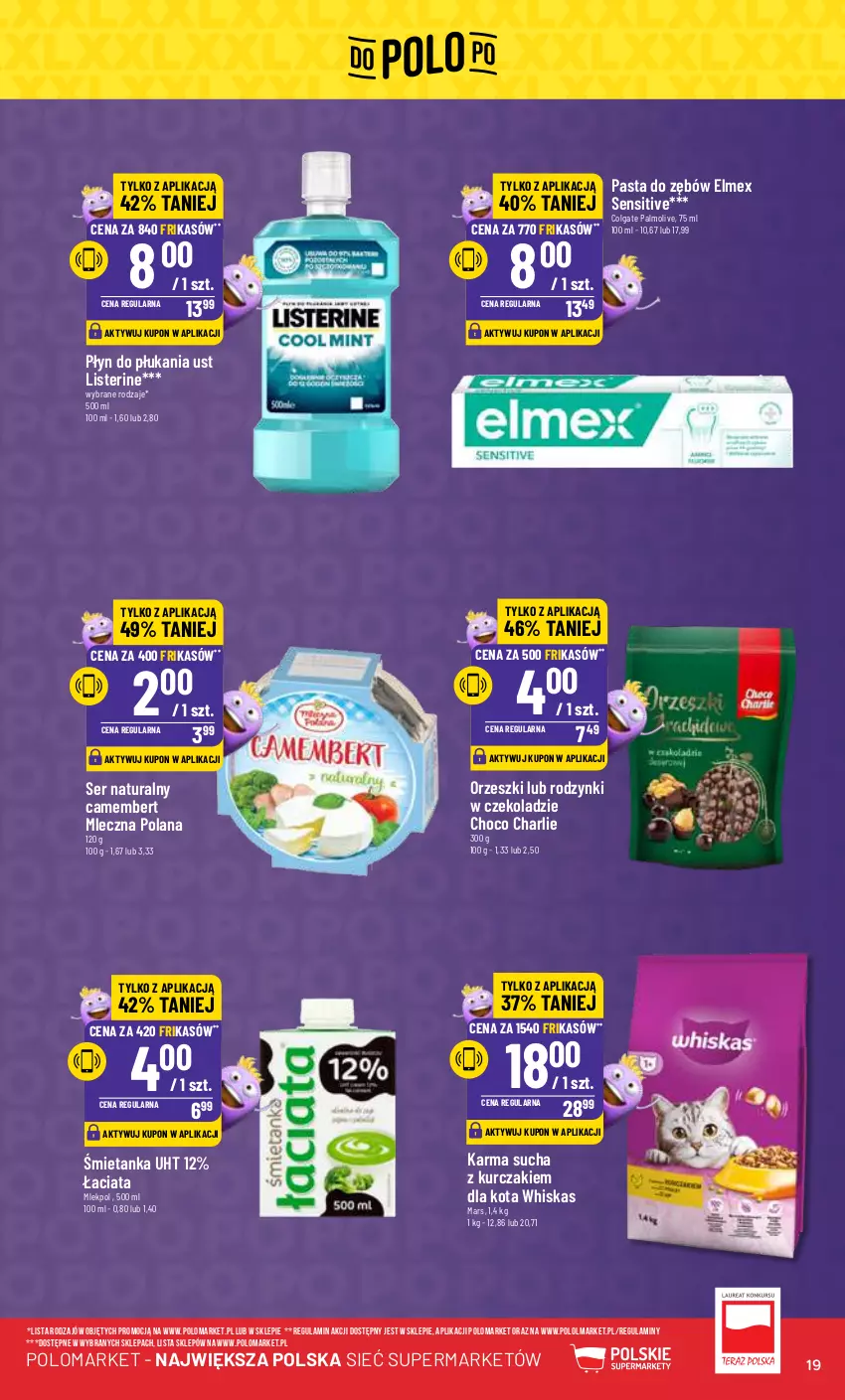 Gazetka promocyjna PoloMarket - Gazetka pomocyjna - ważna 21.02 do 27.02.2024 - strona 19 - produkty: Camembert, Colgate, Elmex, Kurczak, LANA, LG, Listerine, Mars, Olma, Orzeszki, Palmolive, Pasta do zębów, Płyn do płukania, Rodzynki, Ser, Whiskas