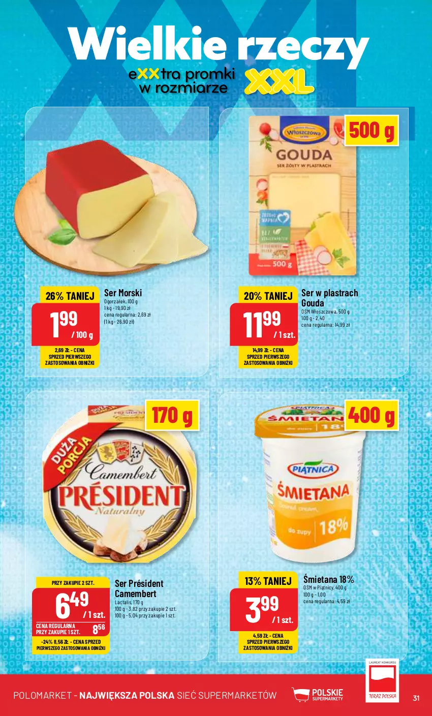 Gazetka promocyjna PoloMarket - Gazetka pomocyjna - ważna 21.02 do 27.02.2024 - strona 31 - produkty: Camembert, Gouda, Président, Ser