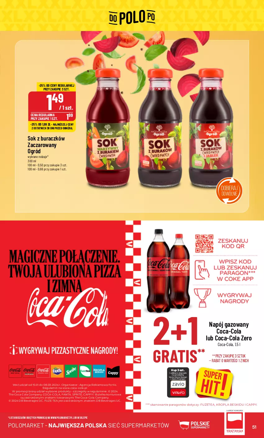 Gazetka promocyjna PoloMarket - Gazetka pomocyjna - ważna 21.02 do 27.02.2024 - strona 51 - produkty: Cappy, Coca-Cola, Fa, Fanta, Gra, Napój, Napój gazowany, Ogród, Sok, Sprite