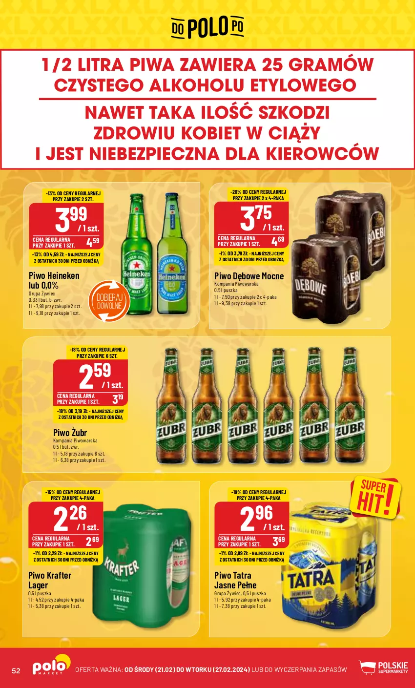 Gazetka promocyjna PoloMarket - Gazetka pomocyjna - ważna 21.02 do 27.02.2024 - strona 52 - produkty: Heineken, Piwo, Tatra