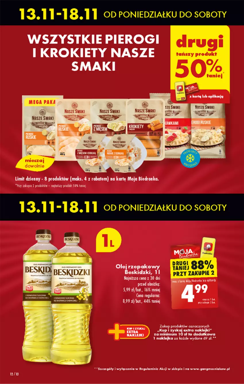 Gazetka promocyjna Biedronka - Od poniedzialku - ważna 13.11 do 18.11.2023 - strona 14 - produkty: Beskidzki, Dron, Klej, Krokiety, Olej, Olej rzepakowy, Pierogi, Pur