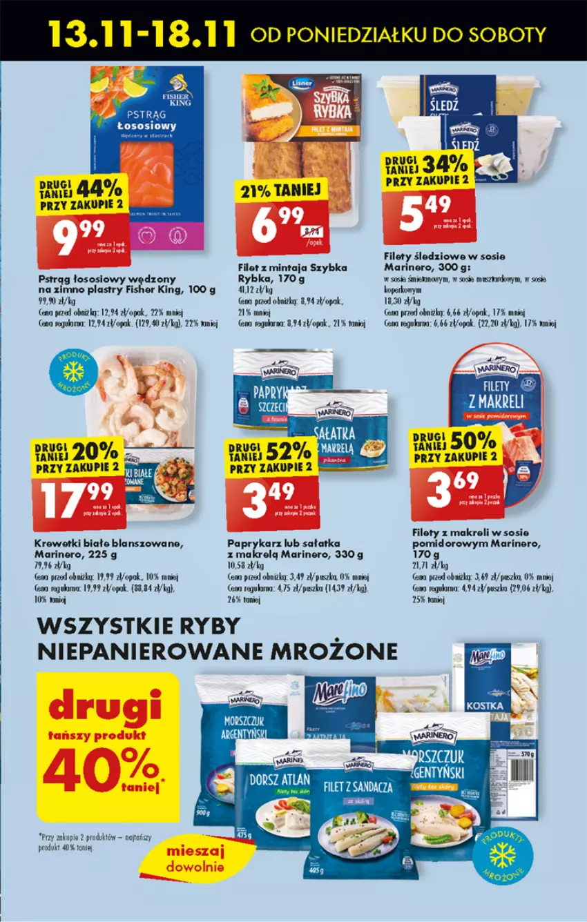 Gazetka promocyjna Biedronka - Od poniedzialku - ważna 13.11 do 18.11.2023 - strona 29 - produkty: Filet z mintaja, Krewetki, Makrelą, Mintaj, Papryka, Paprykarz, Pstrąg, Pstrąg łososiowy, Sałat, Sałatka, Sos