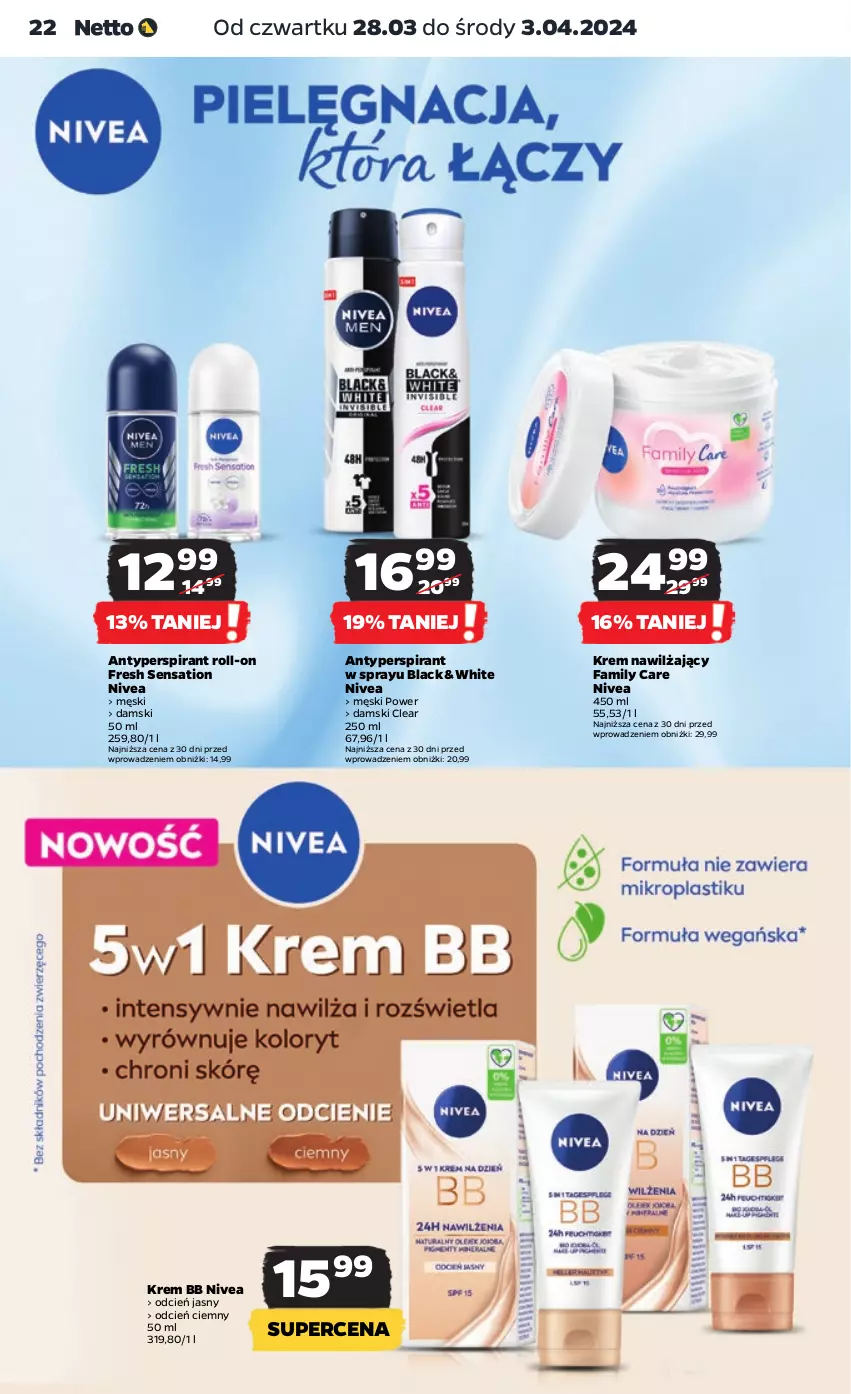 Gazetka promocyjna Netto - Artykuły spożywcze - ważna 28.03 do 03.04.2024 - strona 22 - produkty: Antyperspirant, Cień, Fa, Krem bb, Krem nawilżający, Lack, Nivea, Sati