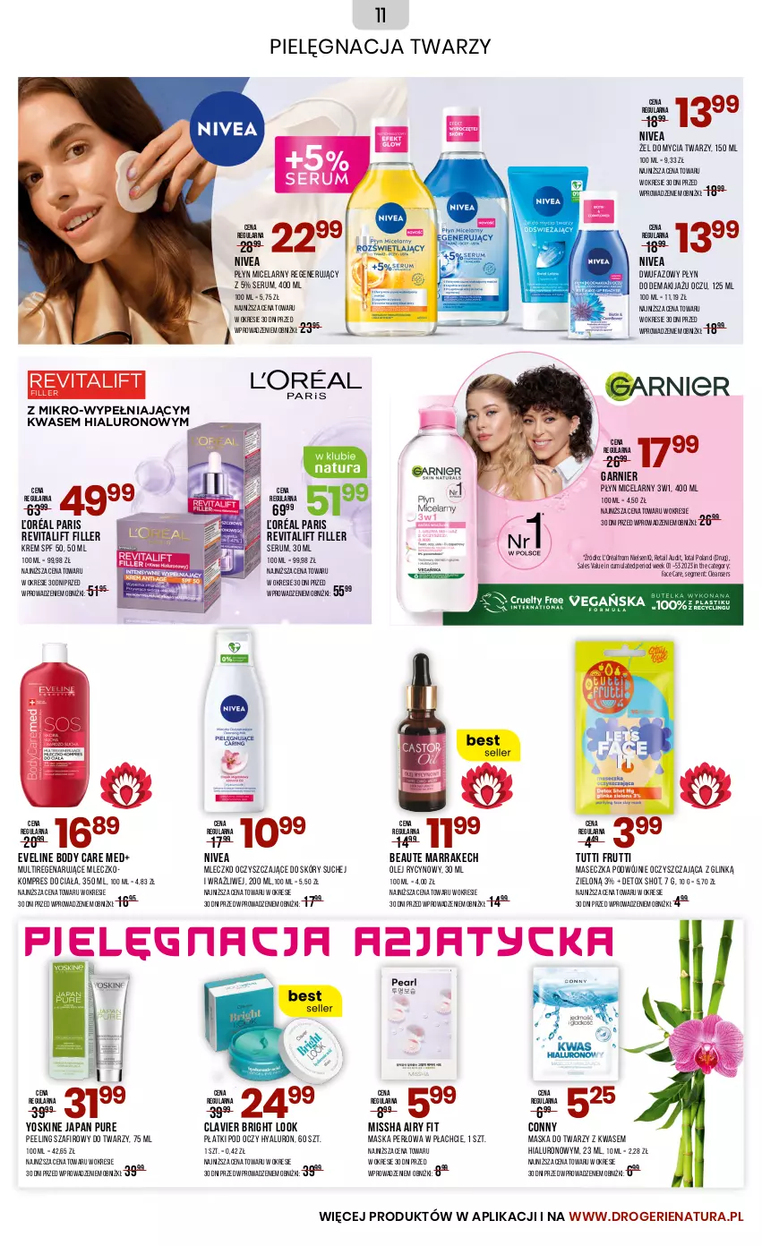 Gazetka promocyjna Drogerie Natura - Gazetka Drogerie Natura - ważna 04.11 do 03.12.2024 - strona 11 - produkty: Body, Eveline, Fa, Garnier, Makijaż, Maska, Maska do twarzy, MISSHA, Mleczko, Nivea, Olej, Peeling, Płyn micelarny, Pur, Rum, Ser, Serum, Yoskine