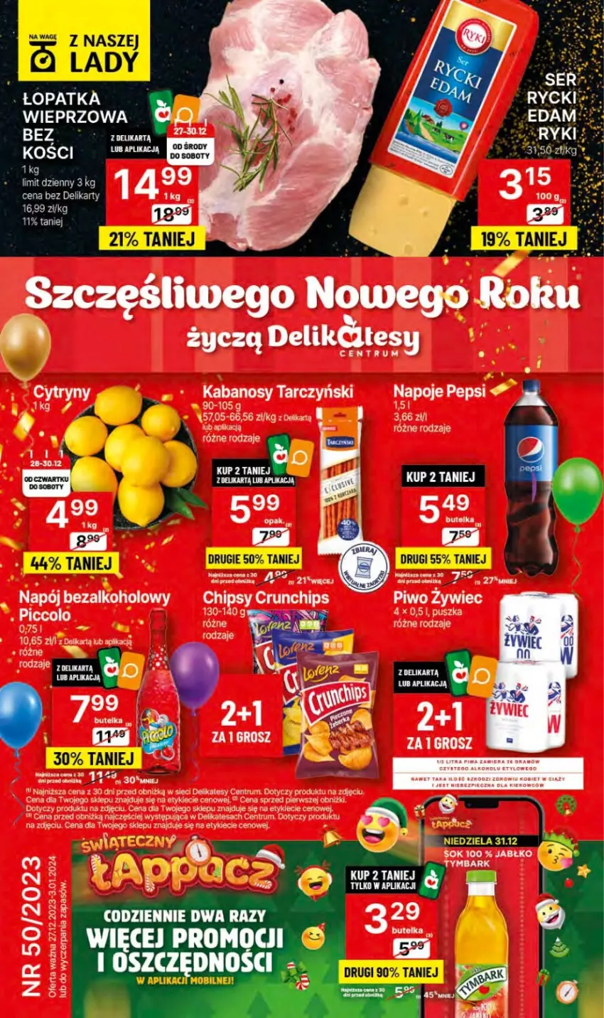 Gazetka promocyjna Delikatesy Centrum - NOWA GAZETKA Delikatesy Centrum od 27 grudnia! 27.12.2023-03.01.2024 - ważna 27.12.2023 do 03.01.2024 - strona 1 - produkty: Napój, Napój bezalkoholowy, Napoje, Pepsi, Rum, Ser