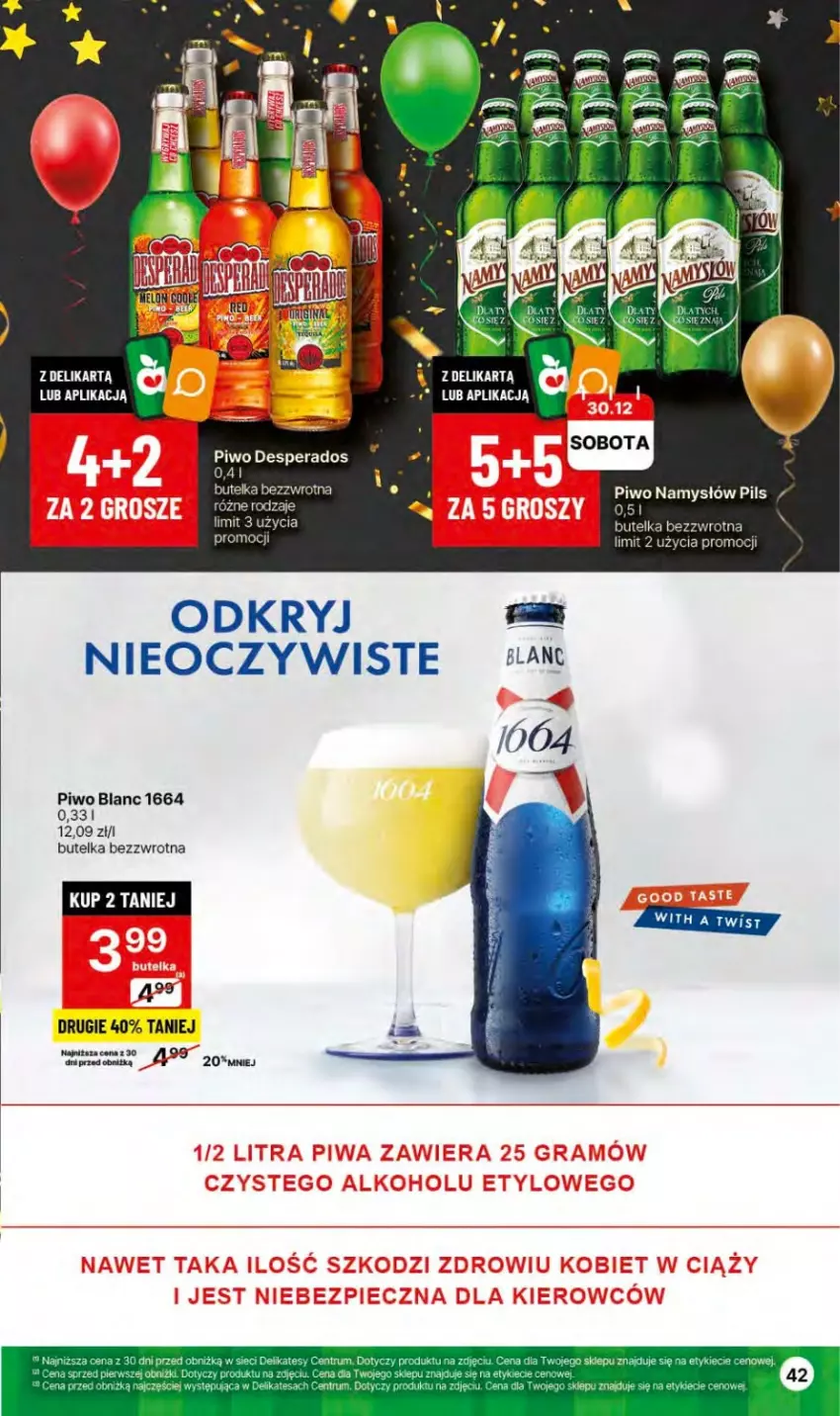 Gazetka promocyjna Delikatesy Centrum - NOWA GAZETKA Delikatesy Centrum od 27 grudnia! 27.12.2023-03.01.2024 - ważna 27.12.2023 do 03.01.2024 - strona 42 - produkty: Desperados, Fa, Namysłów, Piwo, Rum, Sati, Wibo