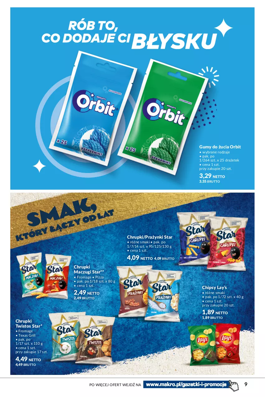 Gazetka promocyjna Makro - Słodki powrót do szkoły - ważna 22.08 do 04.09.2023 - strona 9 - produkty: Chipsy, Chrupki, Grill, Lay’s, Orbit, Pizza