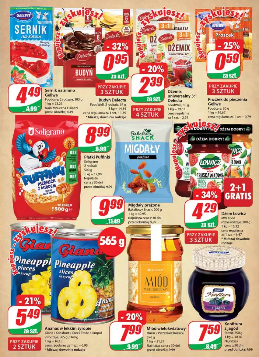 Gazetka promocyjna Dino - G27 - ważna 05.07 do 11.07.2023 - strona 5 - produkty: Ananas, Budyń, Delecta, Dżem, Gra, Konfitura, Migdały, Miód, Piec, Proszek do pieczenia, Puf, Ser, Soligrano, Syrop