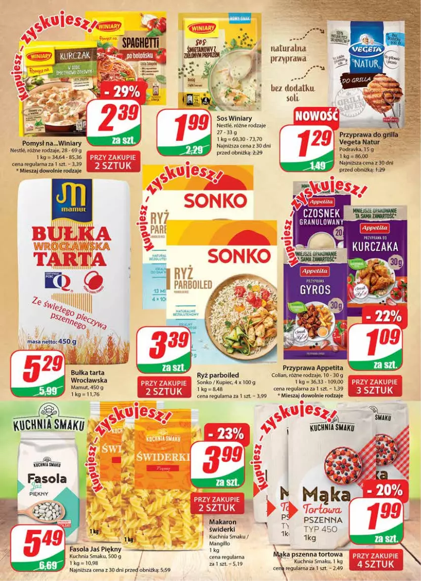 Gazetka promocyjna Dino - G27 - ważna 05.07 do 11.07.2023 - strona 6 - produkty: Bułka, Bułka tarta, Czosnek, Fa, Fasola, Gra, Kuchnia, Kupiec, Mąka, Mąka pszenna, Makaron, Piec, Podravka, Ryż, Ryż parboiled, Saga, Sonko, Sos, Tarta, Vegeta, Vegeta Natur, Winiary