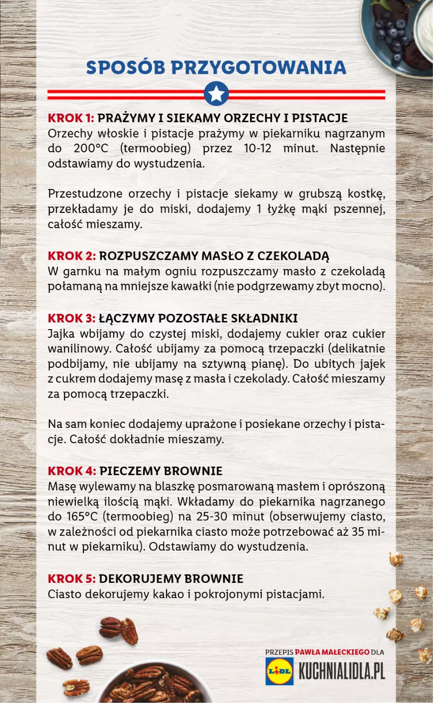 Gazetka promocyjna Lidl - KATALOG Z OFERTĄ W STYLU USA - ważna 18.10 do 22.10.2021 - strona 11 - produkty: Brownie, Cukier, Cukier wanilinowy, Kakao, Kawa, Masło, Orzechy włoskie, Piec, Piekarnik, Pistacje, Ser