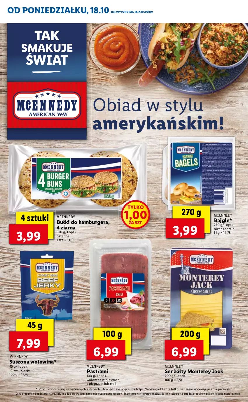 Gazetka promocyjna Lidl - KATALOG Z OFERTĄ W STYLU USA - ważna 18.10 do 22.10.2021 - strona 12 - produkty: Bajgle, Burger, Hamburger, Monte, Pieprz, Ser, Wołowina