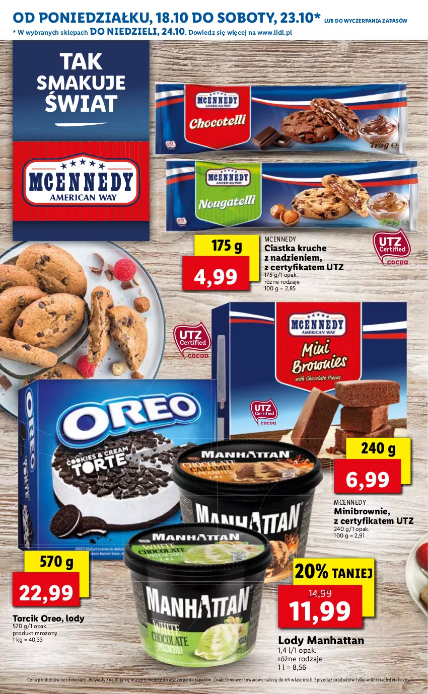 Gazetka promocyjna Lidl - KATALOG Z OFERTĄ W STYLU USA - ważna 18.10 do 22.10.2021 - strona 18 - produkty: Brownie, Ciastka, Lody, Oreo