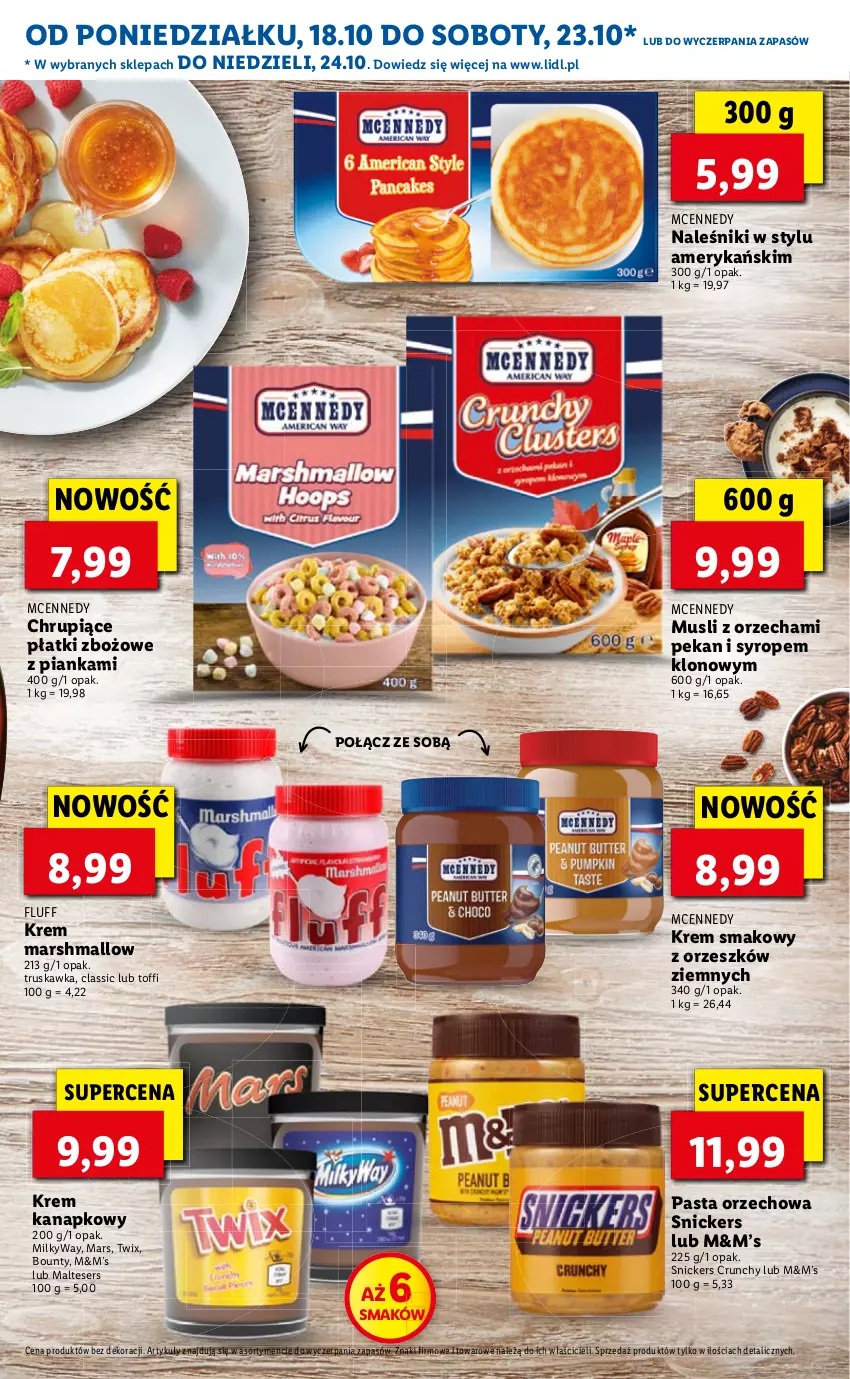 Gazetka promocyjna Lidl - KATALOG Z OFERTĄ W STYLU USA - ważna 18.10 do 22.10.2021 - strona 3 - produkty: Bounty, Mars, Mus, Naleśniki, Ser, Snickers, Syrop, Twix