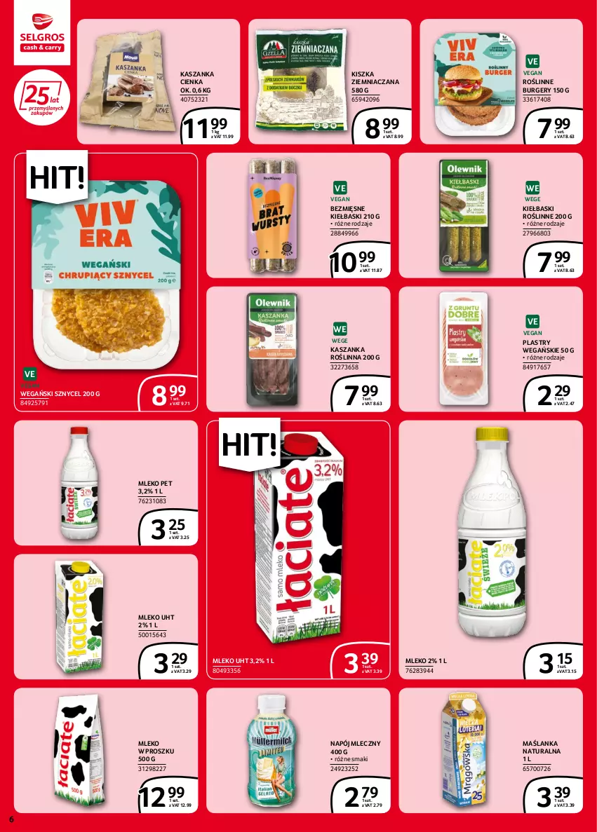 Gazetka promocyjna Selgros - Extra Oferta - ważna 02.06 do 14.06.2022 - strona 6 - produkty: Burger, Kasza, Kaszanka, Maślanka, Mleko, Mleko w proszku, Napój, Napój mleczny