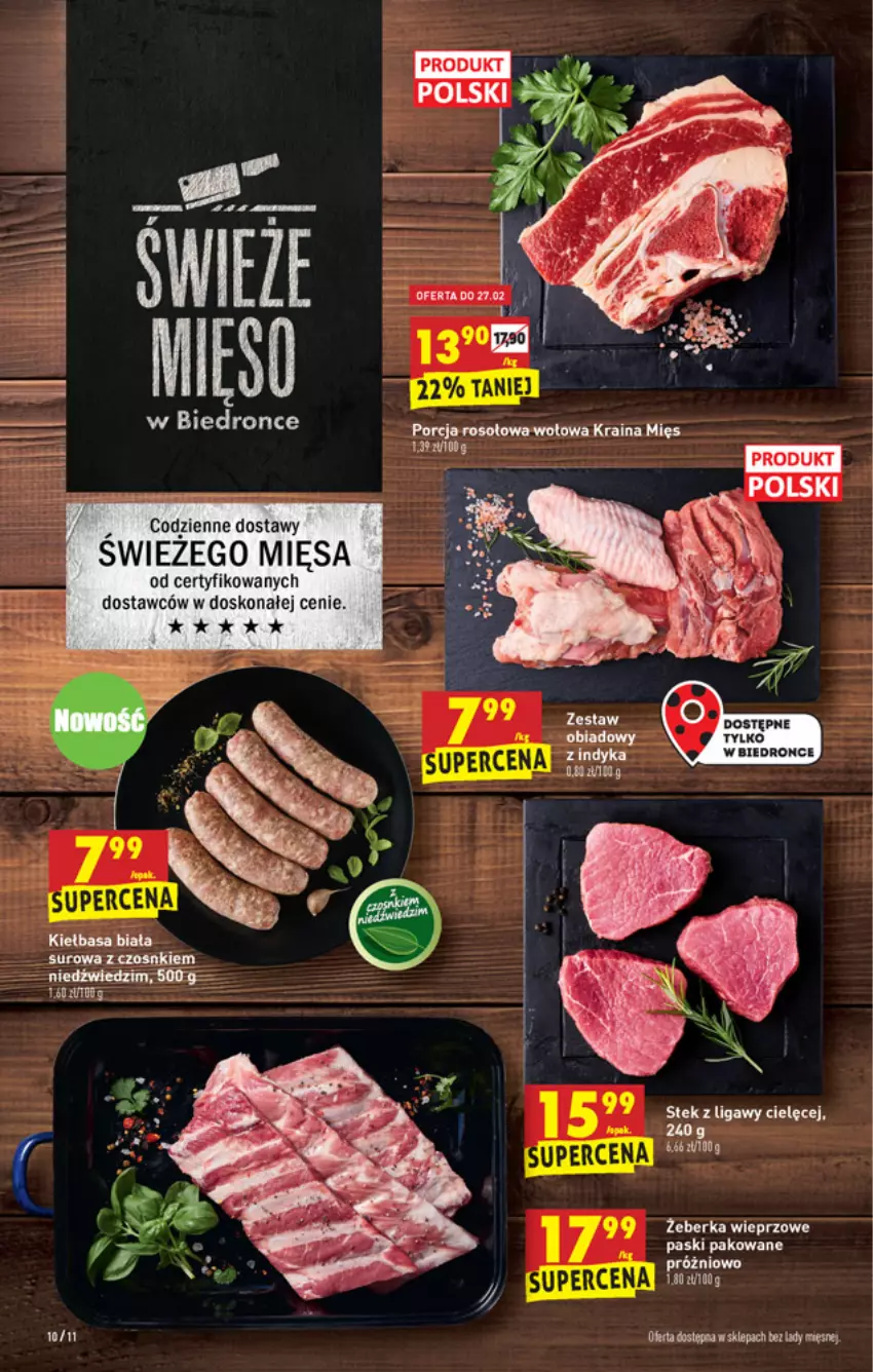 Gazetka promocyjna Biedronka - W tym tygodniu PN - ważna 25.02 do 03.03.2021 - strona 10 - produkty: Dron, Kiełbasa, Kiełbasa biała, Por, Stek