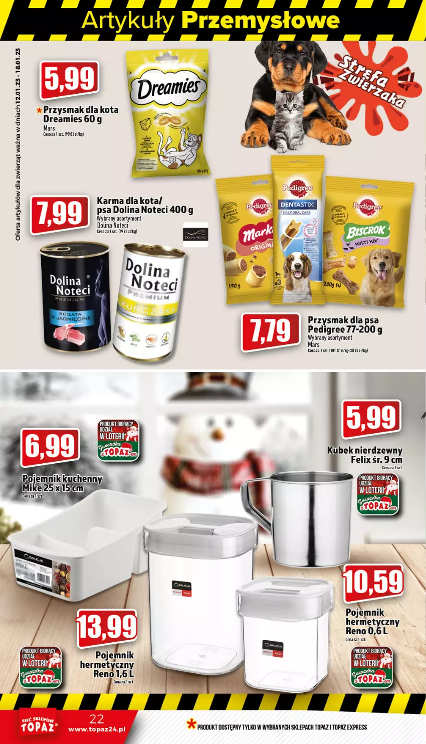 Gazetka promocyjna Topaz - Gazetka - ważna 12.01 do 18.01.2023 - strona 22 - produkty: Felix, Kubek, Mars, Pedigree, Pojemnik, Przysmak dla kota, Przysmak dla psa, Top