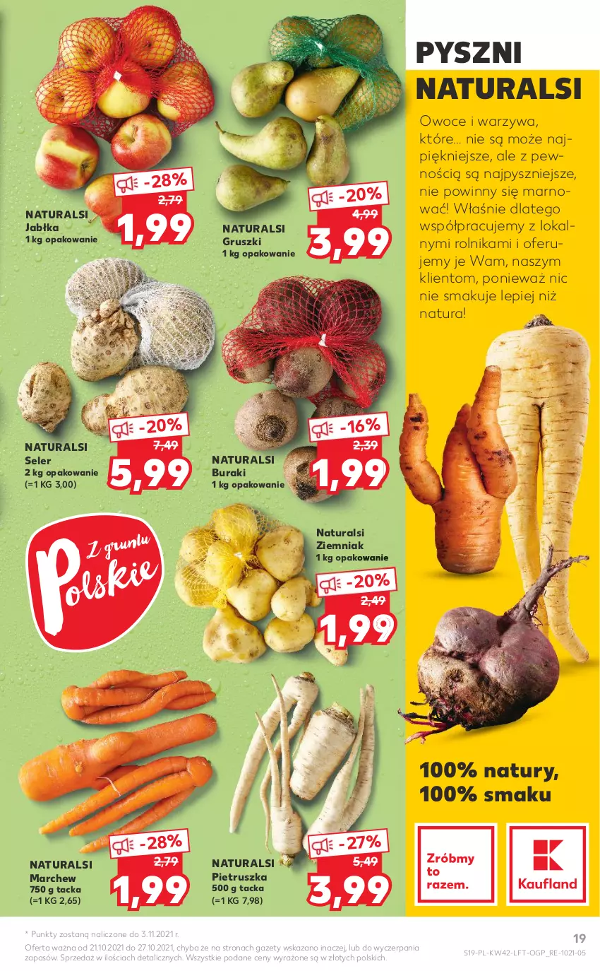 Gazetka promocyjna Kaufland - OFERTA TYGODNIA - ważna 21.10 do 27.10.2021 - strona 19 - produkty: Buraki, Gruszki, Jabłka, Owoce, Pietruszka, Rolnik, Warzywa