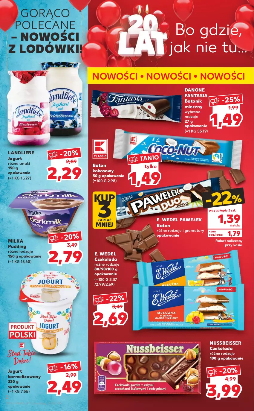 Gazetka promocyjna Kaufland - OFERTA TYGODNIA - ważna 21.10 do 27.10.2021 - strona 2 - produkty: Baton, Czekolada, Danone, Danone Fantasia, E. Wedel, Fa, Fanta, Gra, Jogurt, Kokos, Milka, Pudding, Rama, Ser, Tonik