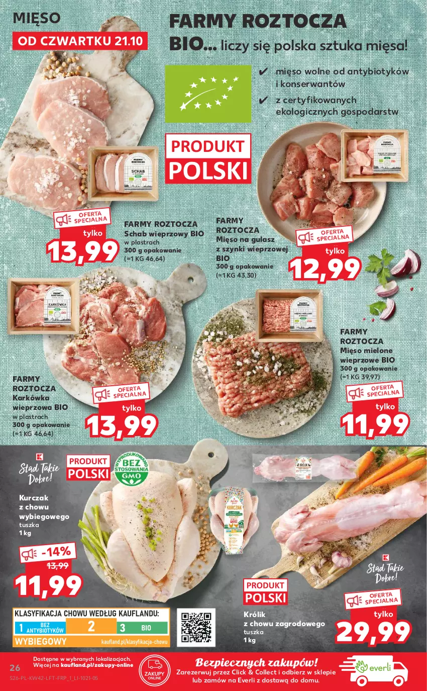 Gazetka promocyjna Kaufland - OFERTA TYGODNIA - ważna 21.10 do 27.10.2021 - strona 26 - produkty: Fa, Karkówka wieprzowa, Królik, Kurczak, Mięso, Mięso mielone, Mięso na gulasz, Piec, Schab wieprzowy, Ser, Tusz