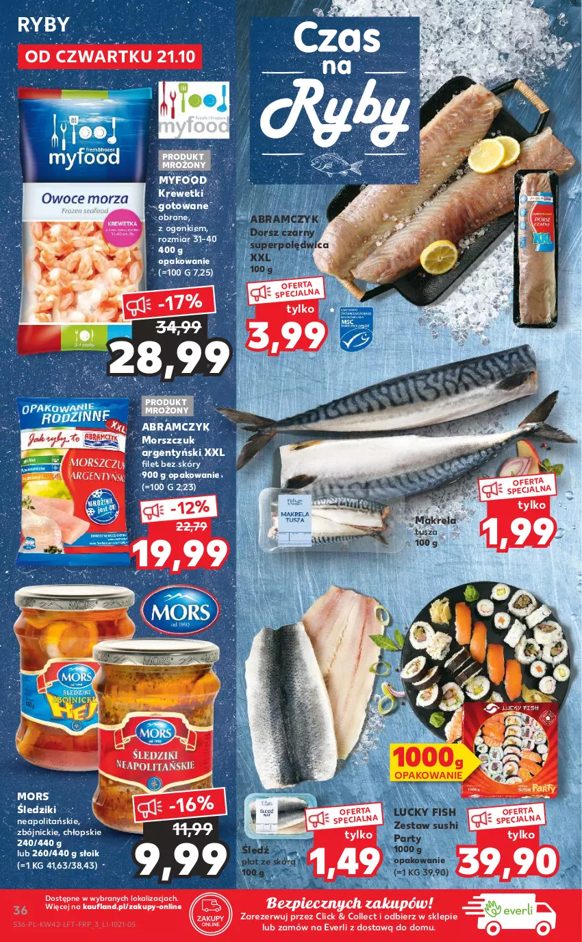 Gazetka promocyjna Kaufland - OFERTA TYGODNIA - ważna 21.10 do 27.10.2021 - strona 36 - produkty: Dorsz, Krewetki, Piec, Polędwica, Sushi, Tusz