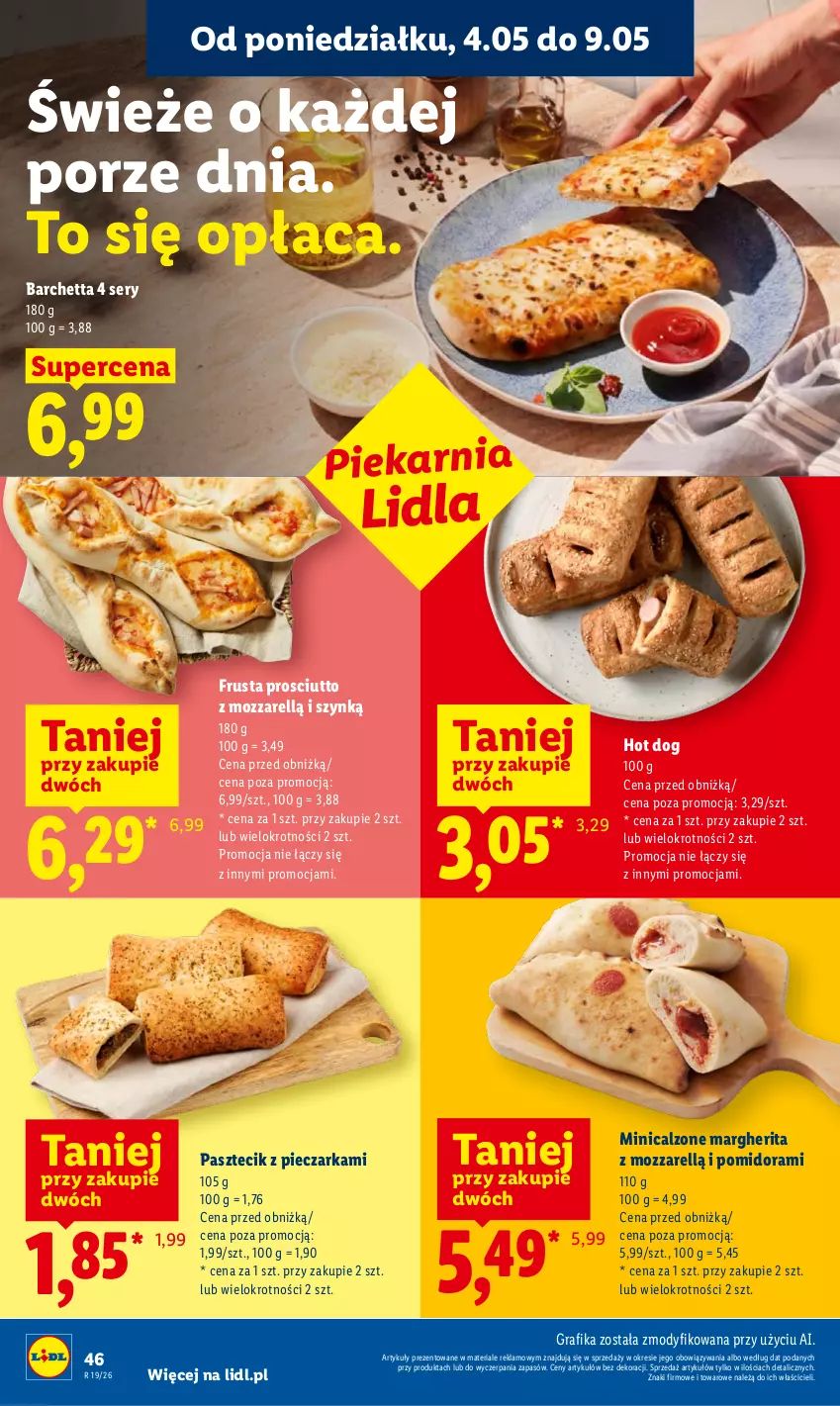 Gazetka promocyjna Lidl - Gazetka ważna od 04.05 do 06.05 - ważna 04.05 do 06.05.2026 - strona 48 - produkty: Gra, Grafika, Hot dog, Pasztecik z pieczarkami, Piec, Pieczarka, Por, Prosciutto, Rust, Ser