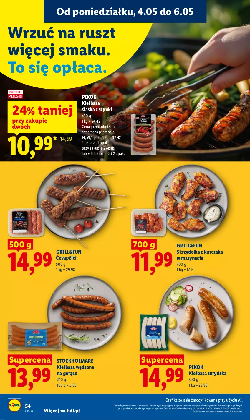 Gazetka promocyjna Lidl - Gazetka ważna od 04.05 do 06.05 - ważna 04.05 do 06.05.2026 - strona 58 - produkty: Gra, Grafika, Grill, Kiełbasa, Kiełbasa śląska, Kurczak, Olma, PIKOK, Skrzydełka z kurczaka, Stock