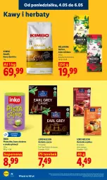 Gazetka promocyjna Lidl - Gazetka ważna od 04.05 do 06.05 - Gazetka - ważna od 06.05 do 06.05.2026 - strona 80 - produkty: Torebka, Earl Grey, Inka, Kawa zbożowa, Kawa ziarnista, Bell, Kawa mielona, Kawa, Herbata czarna, Bella, Herbata