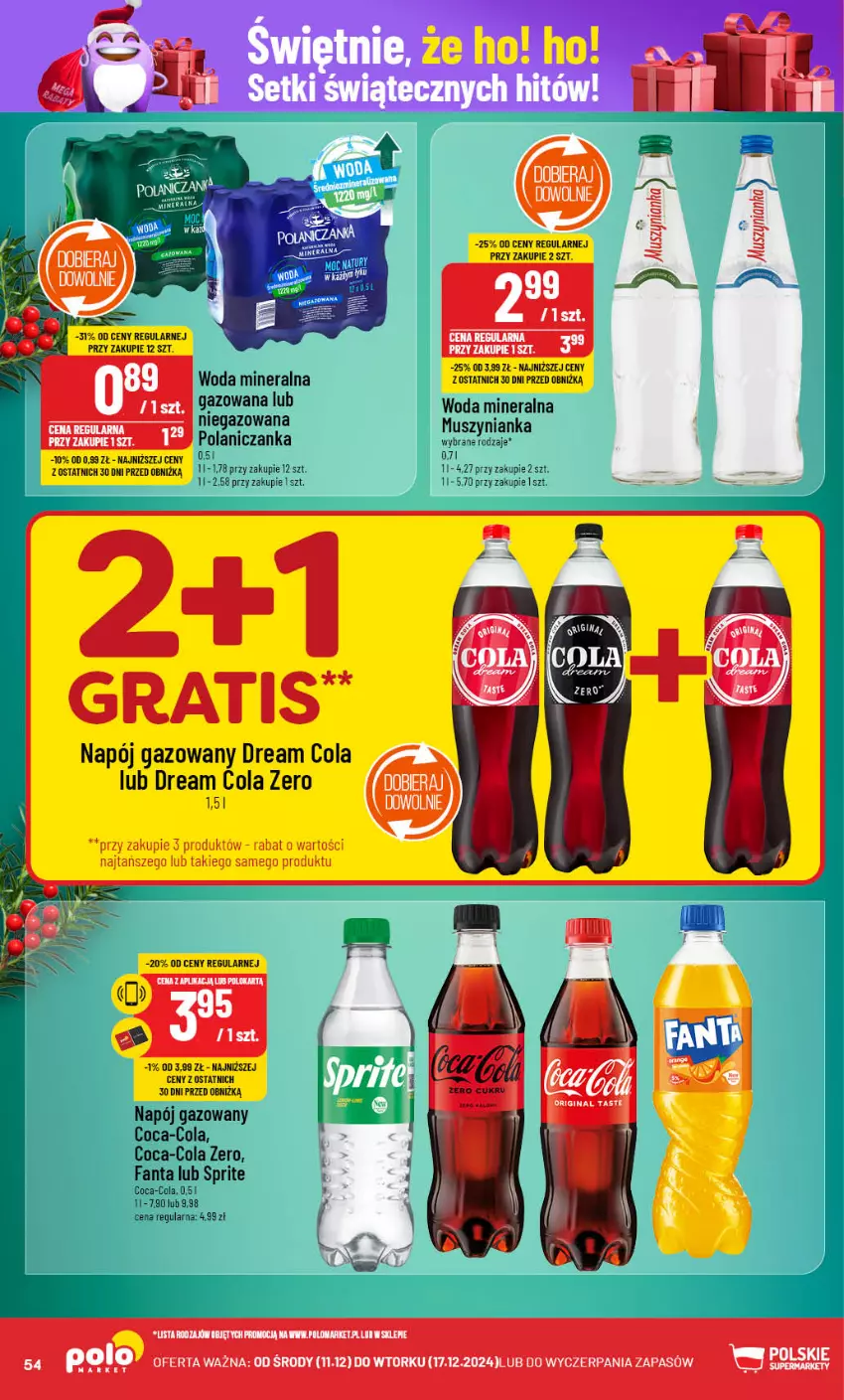 Gazetka promocyjna PoloMarket - Gazetka pomocyjna - ważna 11.10 do 17.10.2024 - strona 54 - produkty: Coca-Cola, Fa, Fanta, Gra, Mus, Muszynianka, Napój, Napój gazowany, Sprite, Woda, Woda mineralna